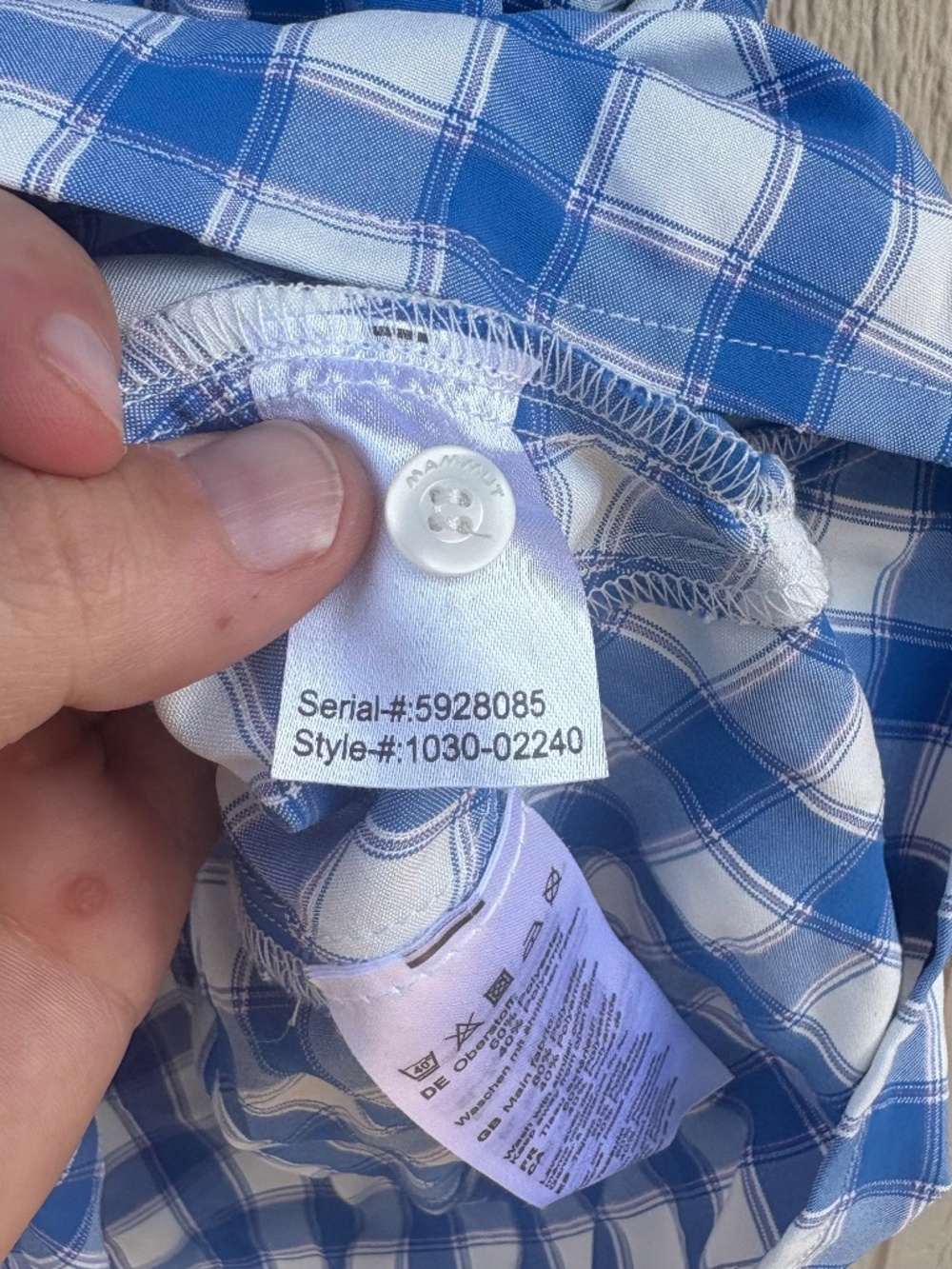 Mammut Alessandria Button Up Shirt Women's XL Blue White Plaid Outdoor Summer - Picture 5 of 10